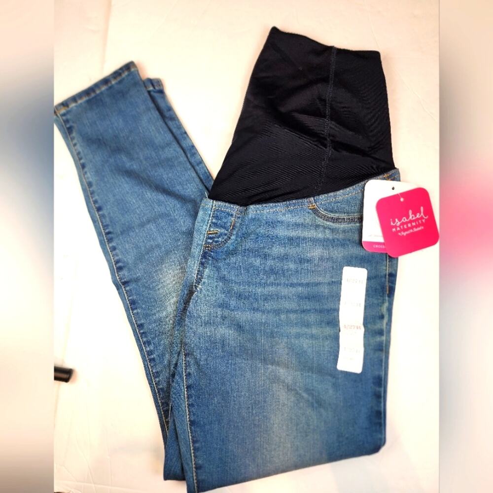 Isabel Maternity‎ Size 4 Skinny Crossover Panel Stretch Jegging Denim Blue NWT